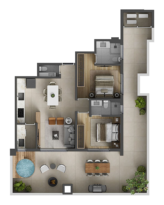 Квартира с двумя спальнями в ЖК Vèrte Флорианополис - изображение 2